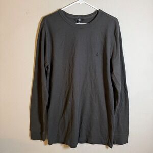 Volcom Mens Charcoal Gray Waffle Knit Thermal Long Sleeve Shirt A53416D4 Large